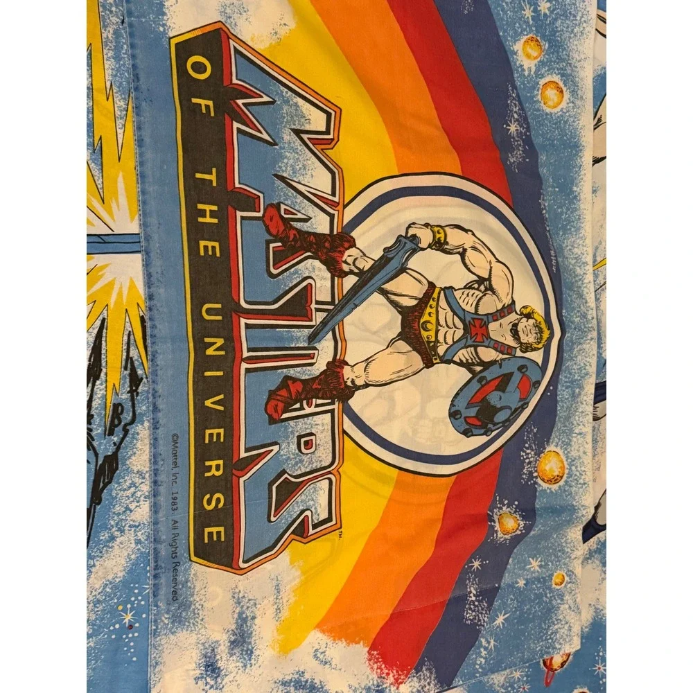 VTG 1983 Masters of the Universe He-Man Skeletor 2pc Twin Flat Sheet Mattel USA